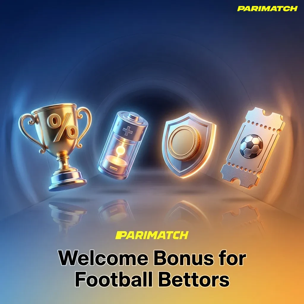 Football betting welcome bonus offer showing 150% sports bonus up to ₹20,000 for new users with deposit requirements — Parimatch in India