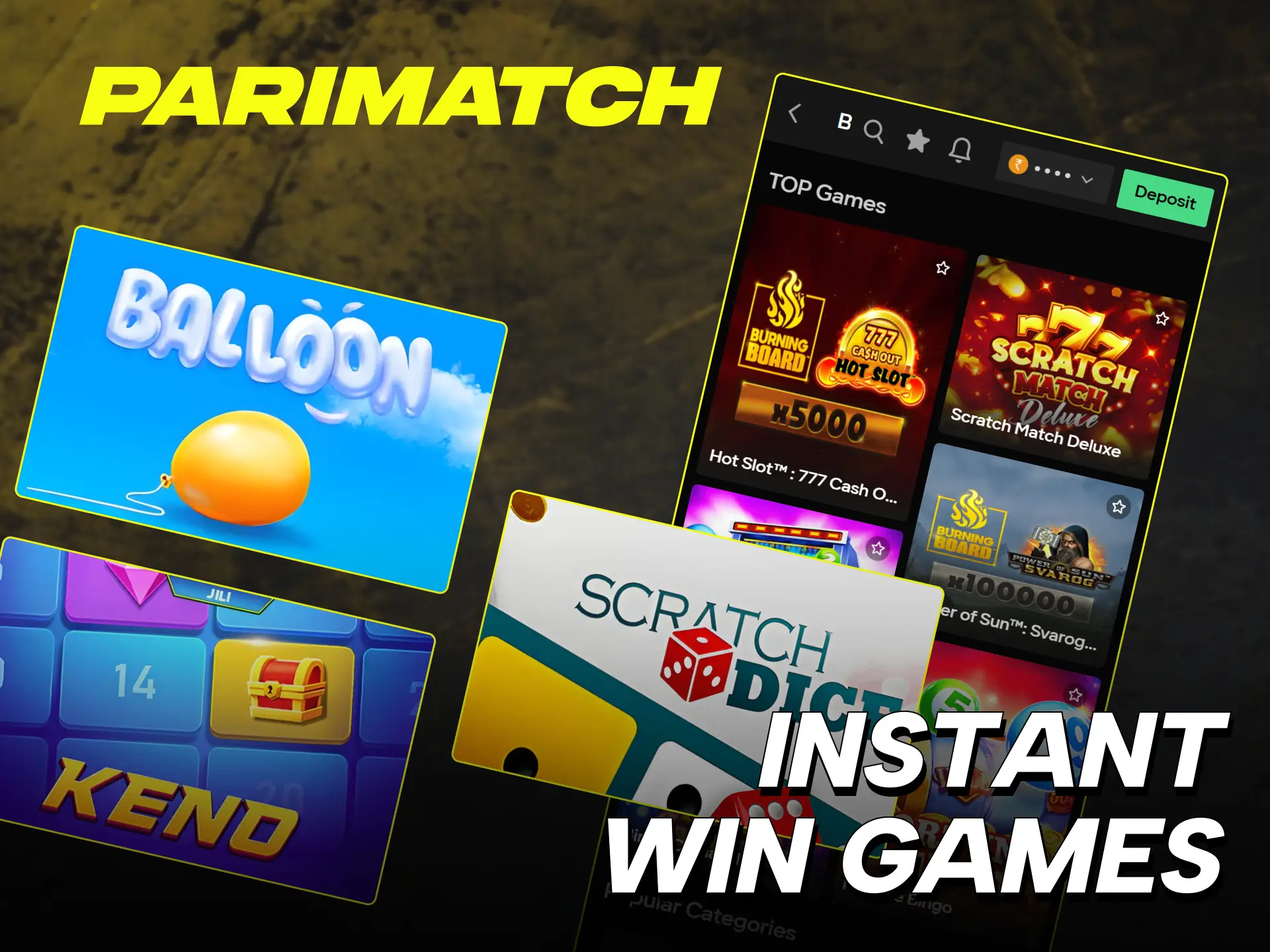 Try Parimatch Casino instant win titles for quick and easy rewards.