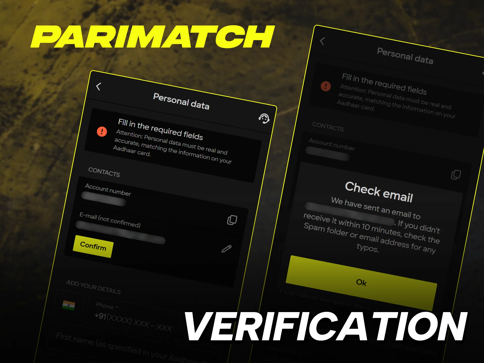 Secure your Parimatch India account by completing the KYC verification.